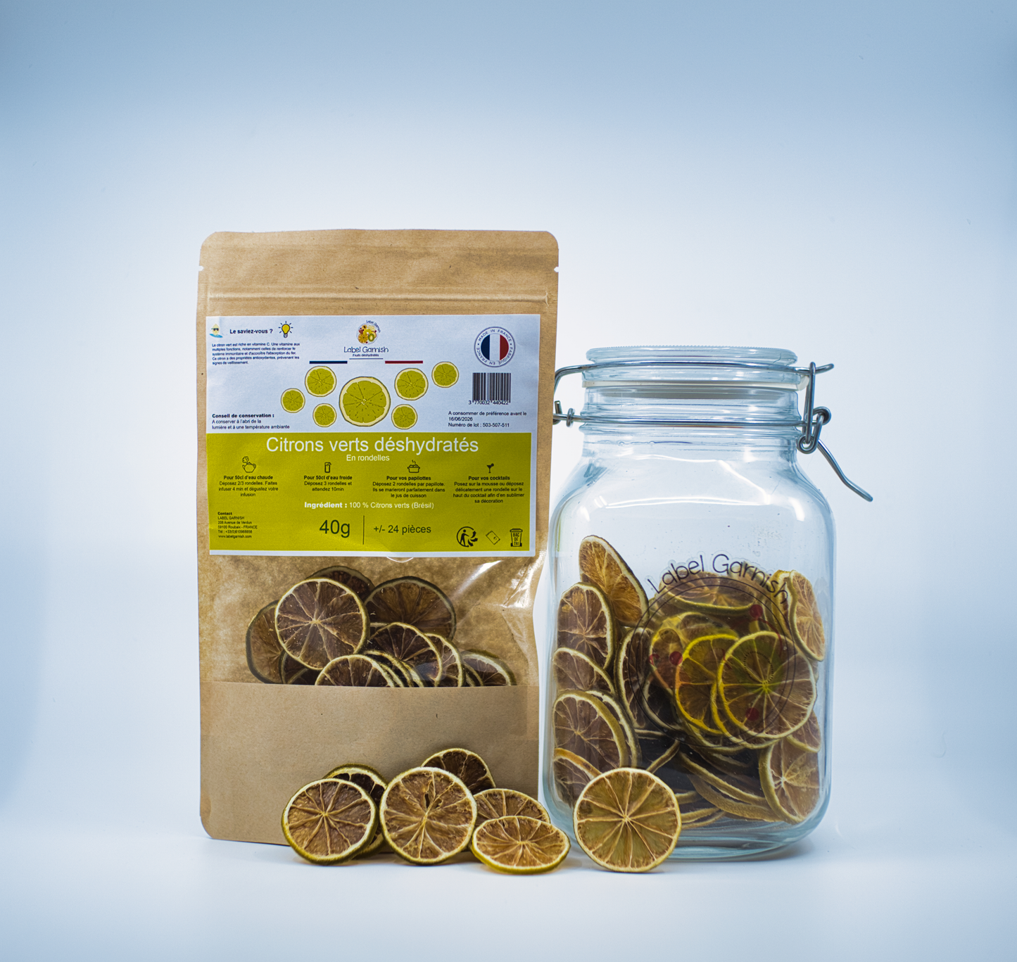 Citrons jaunes ou verts déshydratés